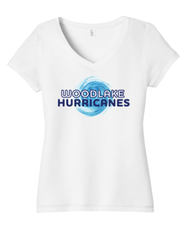 Woodlake Hurricanes Custom Ladies V-Neck Tee - Maritime Frost or White