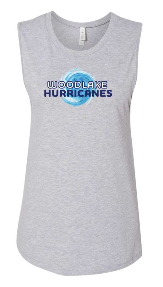 Woodlake Hurricanes Custom Ladies Muscle Tank Top - White or Athletic Heather