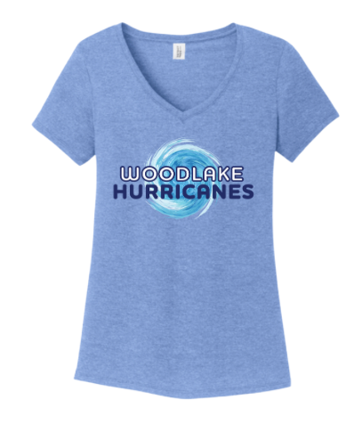 Woodlake Hurricanes Custom Ladies V-Neck Tee - Maritime Frost or White