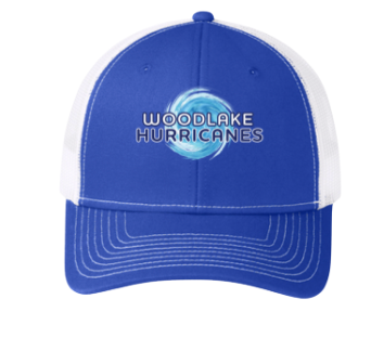 Woodlake Hurricanes Custom Embroidered Snapback Trucker Cap Hat- White/Royal