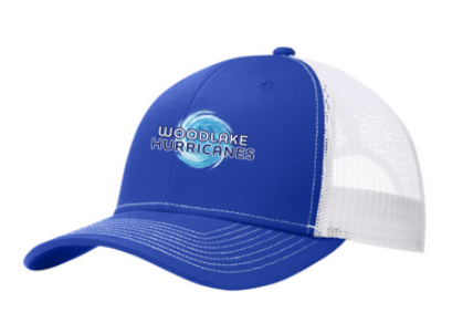 Woodlake Hurricanes Custom Embroidered Snapback Trucker Cap Hat- White/Royal