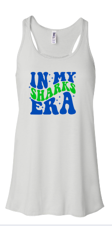 Stonehenge Sharks Custom Team Ladies Flowy Racerback Tank - White - 3 Design Options
