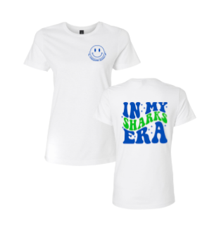 ​Stonehenge Sharks "IN MY SHARKS ERA" Ladies T-Shirt - White or Heather Royal