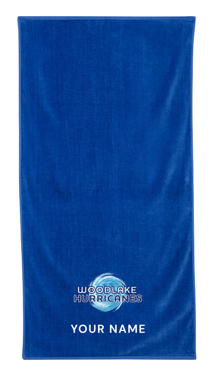 Woodlake Hurricanes Custom Embroidered Beach Towel- Royal or Orange