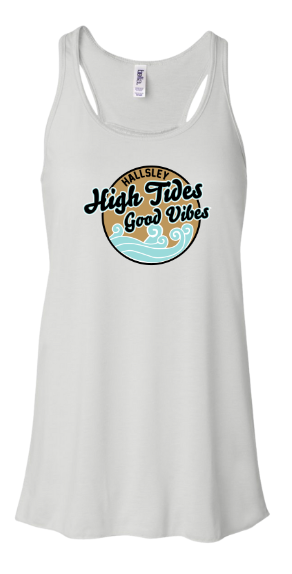 Hallsley High Tides Custom Team Girls & Ladies Flowy Racerback Tank   - White or Black - 3 Design Options - YOUTH & ADULT Sizing