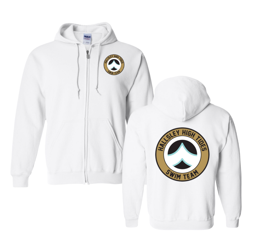 Hallsley High Tides Custom Team ADULT ZIP UP Hoodie Sweatshirt - White or Black - 4 Design Options