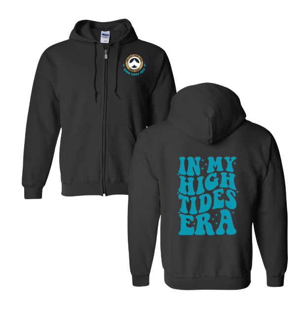 Hallsley High Tides Custom Team  ZIP UP Hoodie Sweatshirt - Black - 4 Design Options - YOUTH