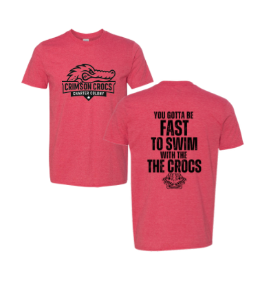 Charter Colony Crimson Crocs "You Gotta Be Fast" Team T-Shirt - White, Red or Heather Red - Youth & Adult Sizes