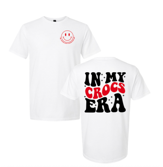 Charter Colony Crimson Crocs "In My Crocs Era" Team T-Shirt - White or Heather Red - Youth & Adult Sizes
