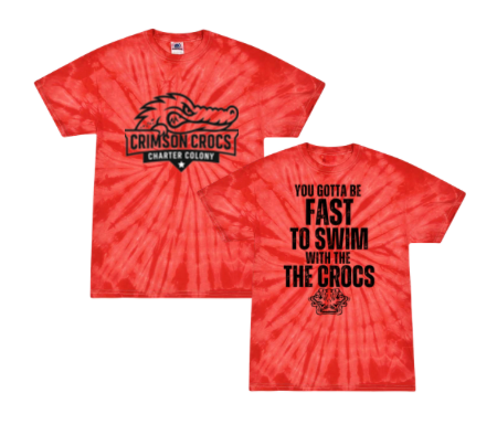 Charter Colony Crimson Crocs Team Tie Dyed T-Shirt - 2 Design Options - Youth & Adult Sizes