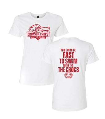 Charter Colony Crimson Crocs Ladies Team T-Shirt -  3 Design Options - White