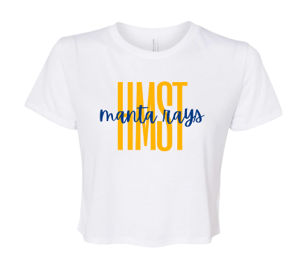 Harpers Mill Manta Rays Ladies Flowy Crop Tee - White - 3 Design Options - Adult