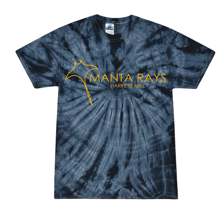 Harpers Mill Manta Rays Team Tie Dyed T-Shirt - Navy Spider - Youth & Adult Sizes - with Optional Personalization