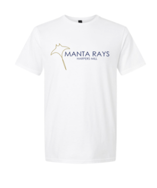 Harpers Mill Manta Rays Team T-Shirt - White, Navy or Irish Green - Youth & Adult Sizes - with Optional Personalization