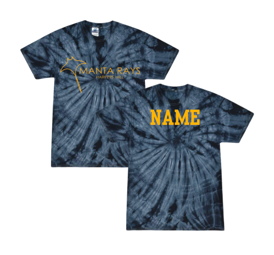 Harpers Mill Manta Rays Team Tie Dyed T-Shirt - Navy Spider - Youth & Adult Sizes - with Optional Personalization