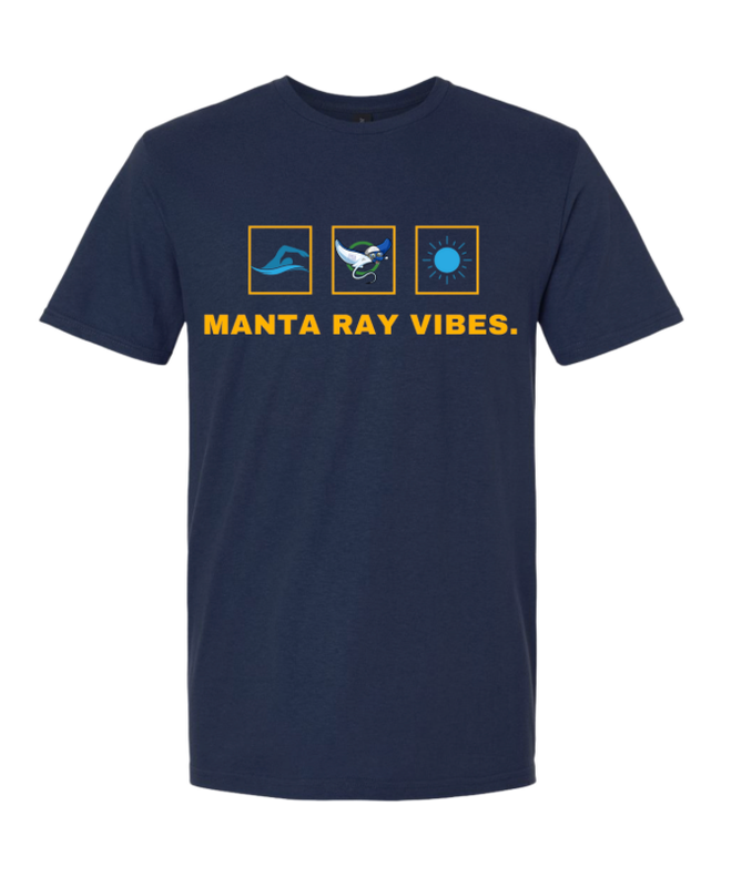 ​Harpers Mill Manta Rays Team T-Shirt - Navy - Manta Ray Vibes - Youth & Adult Sizes - With Optional Personalization