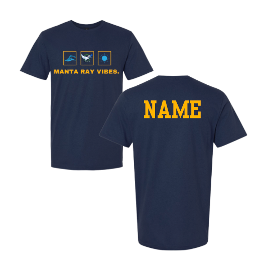 ​Harpers Mill Manta Rays Team T-Shirt - Navy - Manta Ray Vibes - Youth & Adult Sizes - With Optional Personalization