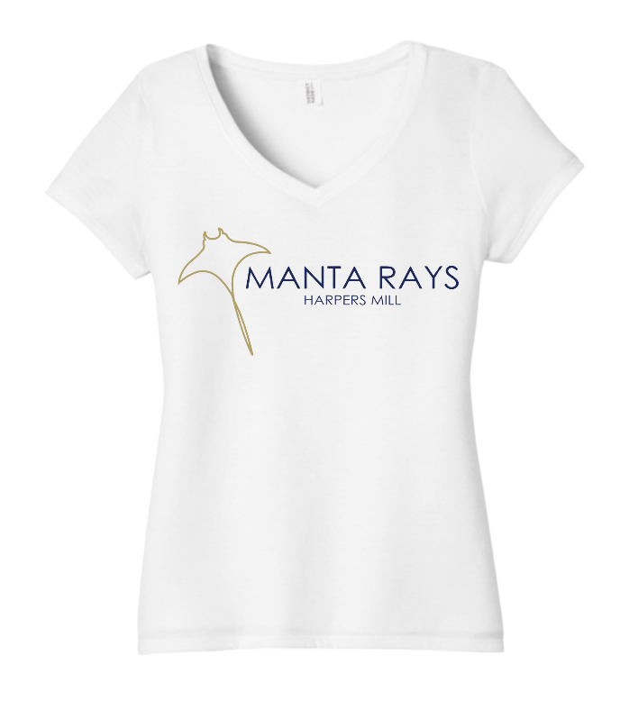 Harpers Mill Manta Rays Ladies TEAM V-Neck Tee- White or Navy Frost