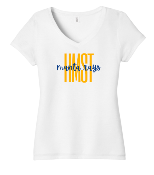 Harpers Mill Manta Rays Ladies V-Neck Tee- HMST - White or Navy Frost