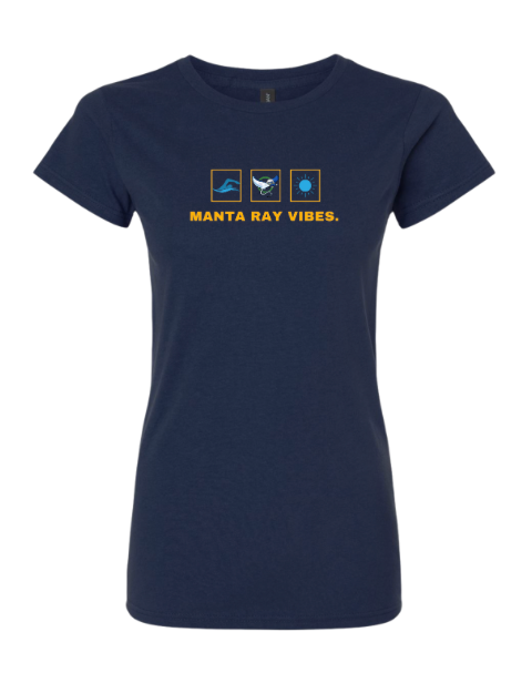 ​Harpers Mill Manta Rays Ladies T-Shirt - Manta Ray Vibes - Navy