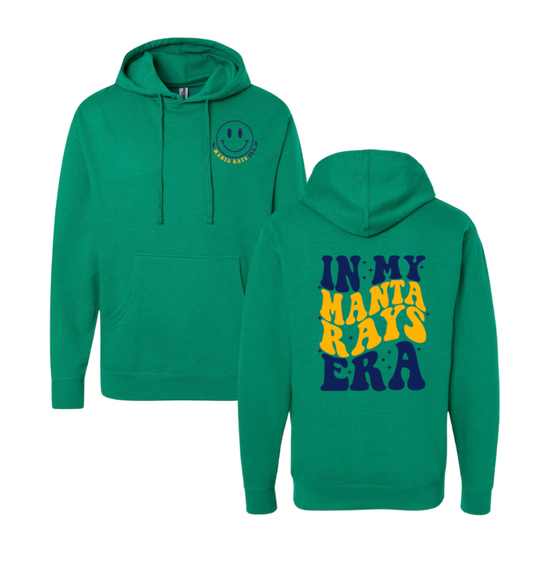 Harpers Mill Manta Rays Team Hoodie Sweatshirt - Kelly Green - In My Manta Ray ERA - Adult