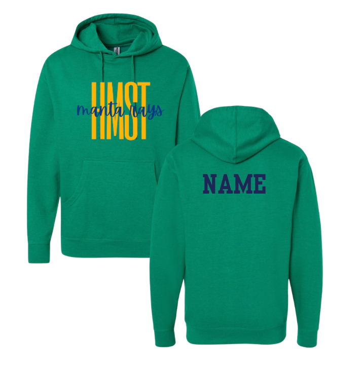 Harpers Mill Manta Rays Hoodie Sweatshirt - Kelly Green - HMST - Adult -  Optional Personalization
