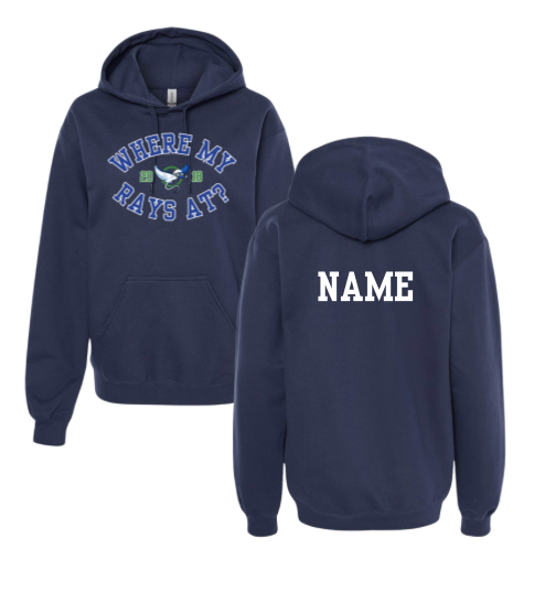 Harpers Mill Manta Rays Hoodie Sweatshirt - Where My Rays At - Navy or White - Youth & Adult Sizes - With Optional Personalization