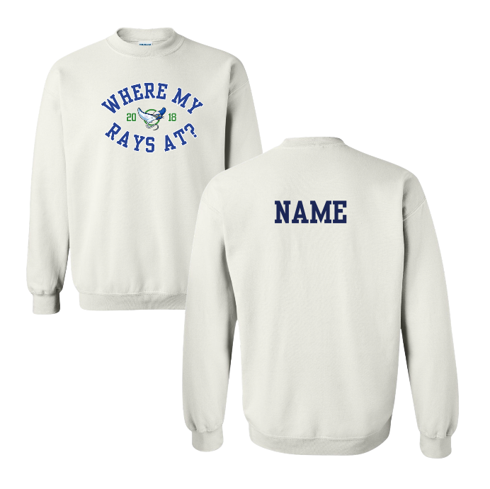 Harpers Mill Manta Rays Crew Sweatshirt - Where My Rays At - Navy or White - Youth & Adult Sizes - With Optional Personalization