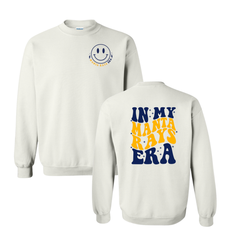 Harpers Mill Manta Rays Crew Sweatshirt - In My Manta Rays Era - White  - Youth & Adult Sizes