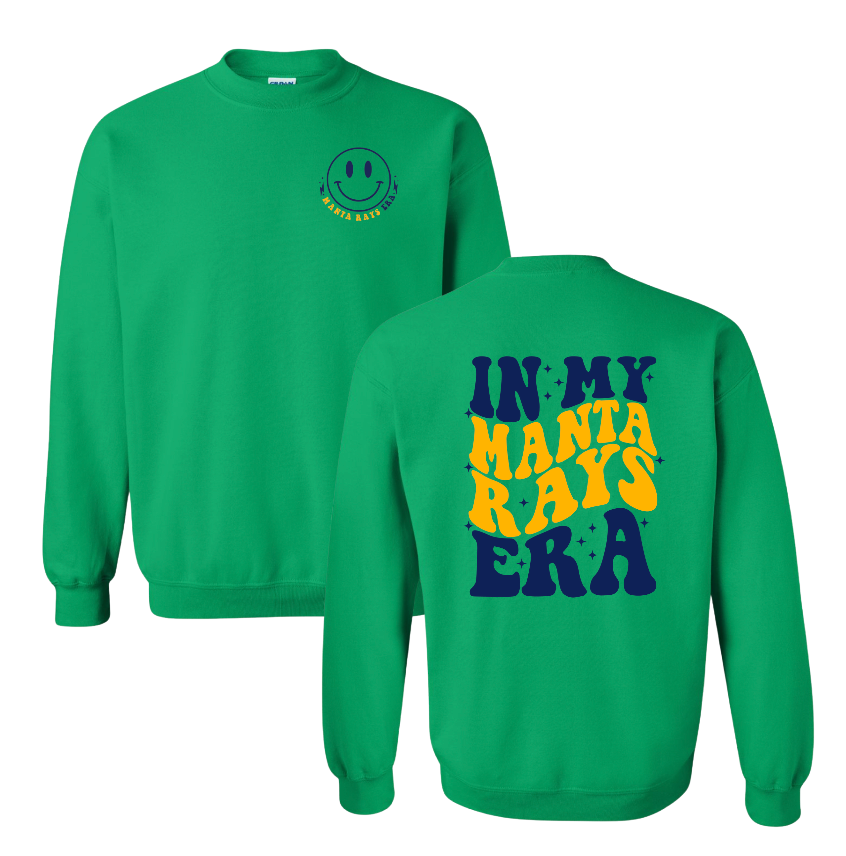 Harpers Mill Manta Rays Crew Sweatshirt - In My Manta Ray Era- Kelly Green - Adult Sizes