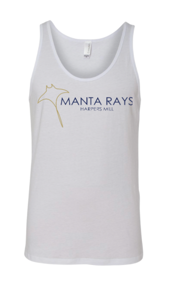 Harpers Mill Manta Rays Team Unisex Jersey Tank Top - White - 9 Design Options - Youth & Adult Sizes