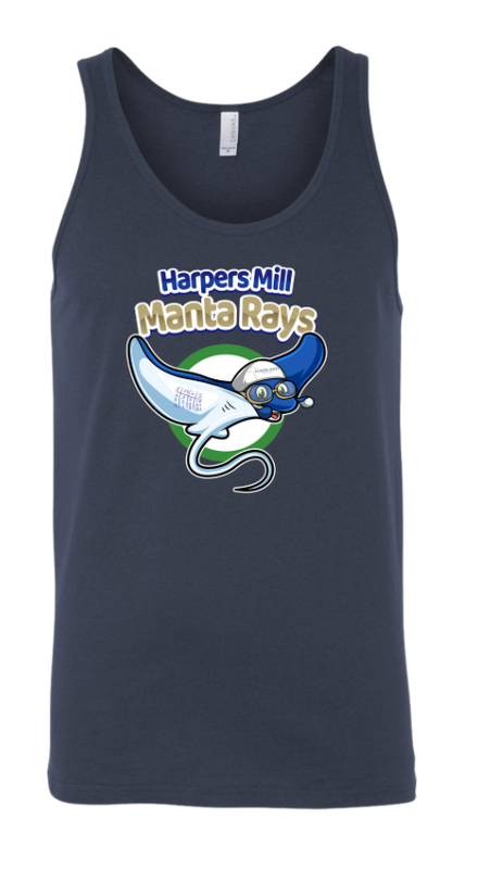 Harpers Mill Manta Rays Team Unisex Jersey Tank Top - Navy - 10 Design Options - Youth & Adult Sizes