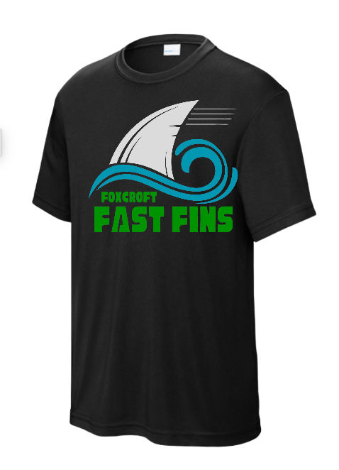 Foxcroft FAST Fins Team Moisture Wick Tee - Kelly Green, Black or White  - YOUTH
