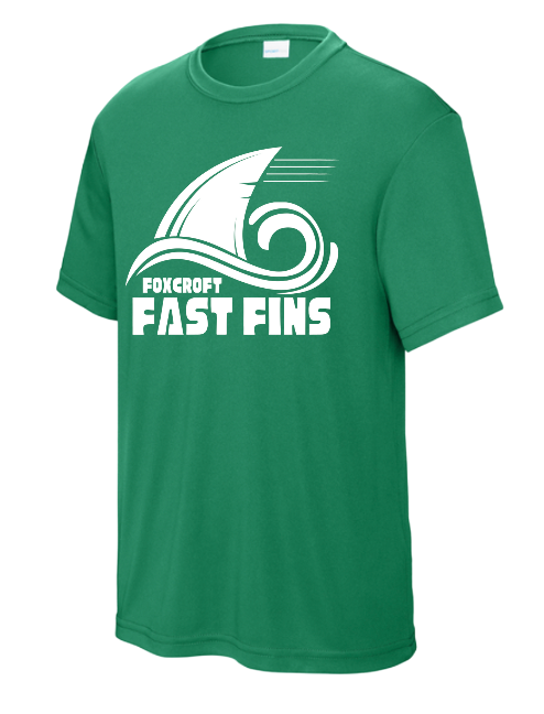 Foxcroft FAST Fins Team Moisture Wick Tee - Kelly Green, Black or White  - YOUTH