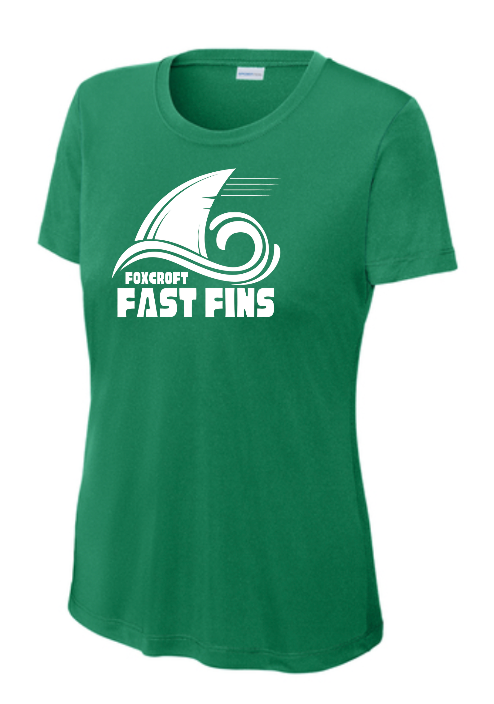 Foxcroft FAST FINS Team Ladies Moisture Wick Tee - Kelly Green, White or Black - LADIES
