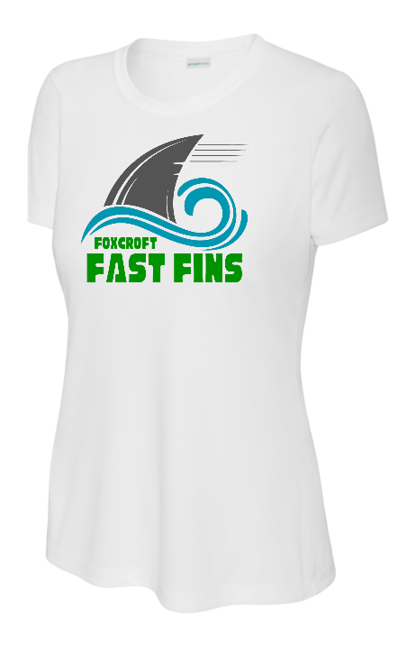 Foxcroft FAST FINS Team Ladies Moisture Wick Tee - Kelly Green, White or Black - LADIES