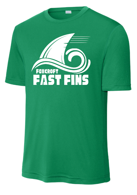 Foxcroft FAST Fins Team Mens Moisture Wick Tee - White, Black or Kelly Green - MENS