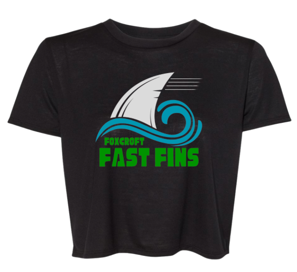 Foxcroft FAST Fins Team Ladies Flowy Crop Tee - White or Black - Adult