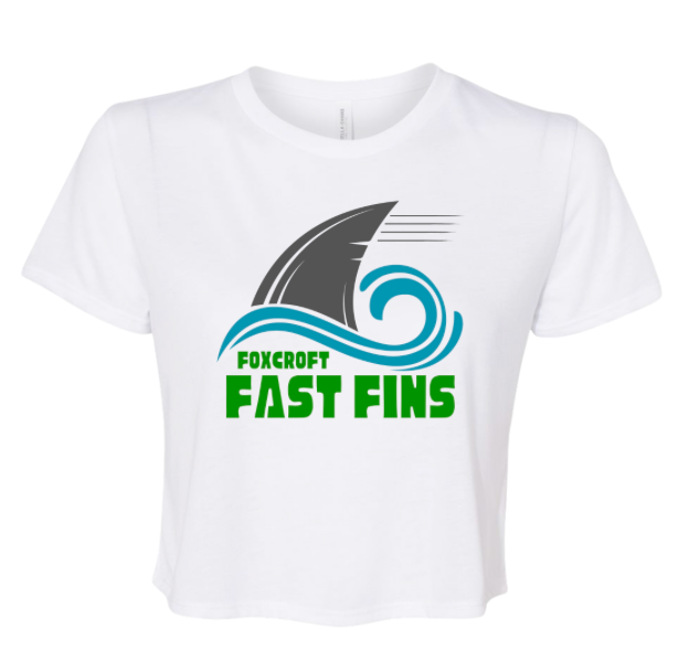 Foxcroft FAST Fins Team Ladies Flowy Crop Tee - White or Black - Adult