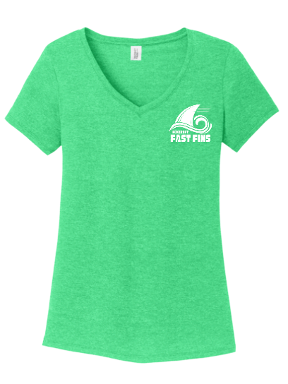 Foxcroft FAST Fins Team Ladies V-Neck Tee - Frost Black, White  or Frost Green - LADIES