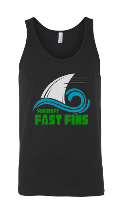 Foxcroft FAST Fins Team Unisex Jersey Tank Top - White or Black - Youth & Adult Sizes