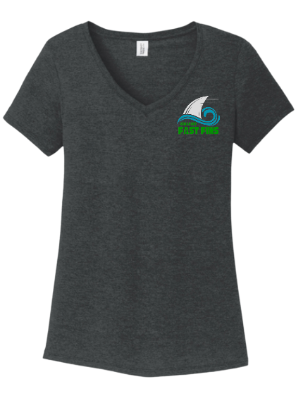 Foxcroft FAST Fins Team Ladies V-Neck Tee - Frost Black, White  or Frost Green - LADIES