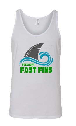 Foxcroft FAST Fins Team Unisex Jersey Tank Top - White or Black - Youth & Adult Sizes