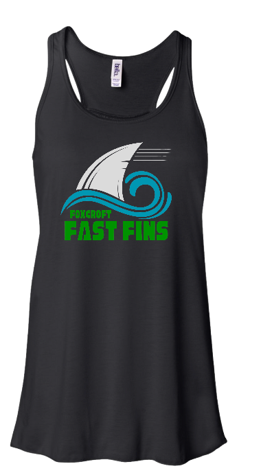 Foxcroft FAST Fins Ladies TEAM Flowy Racerback Tank - White or Black - ADULT