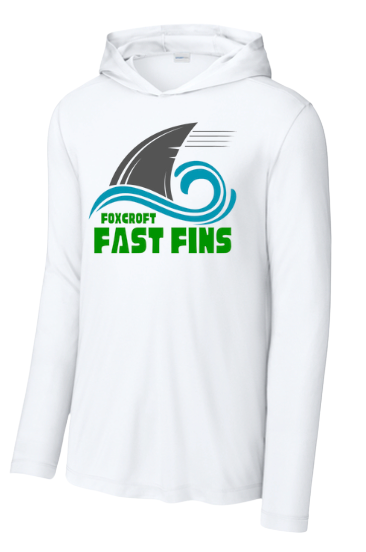Foxcroft FAST Fins Custom UV Pro Long Sleeve Hoodie Tee - White or Black - ADULT