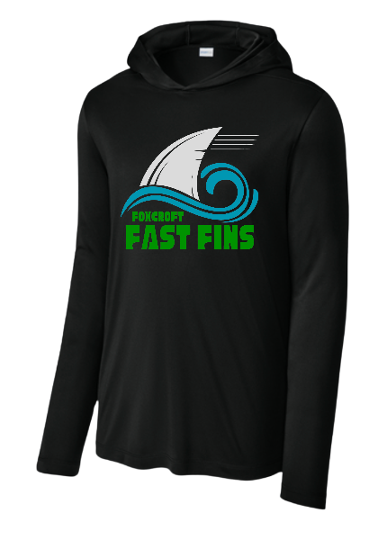 Foxcroft FAST Fins Custom UV Pro Long Sleeve Hoodie Tee - White or Black - ADULT