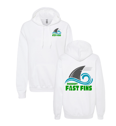Foxcroft FAST Fins Custom Team Hoodie Sweatshirt - White or Black - Youth & Adult Sizes