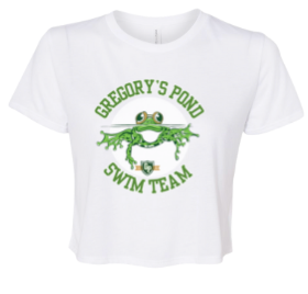 Gregorys Pond Ladies Flowy Crop Tee - Dark Grey Heather, Athletic Grey, Heather Dust or White -GREGORY'S POND Design -  ADULT