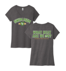 Gregorys Pond Ladies V-Neck Tee - Heathered Charcoal, Grey Frost or White - Swim Mom -Adult