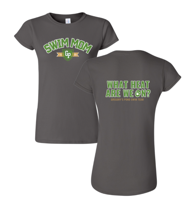 Gregorys Pond Ladies T-Shirt - Charcoal, Sport Grey, White or Dark Heather - Swim Mom -Adult